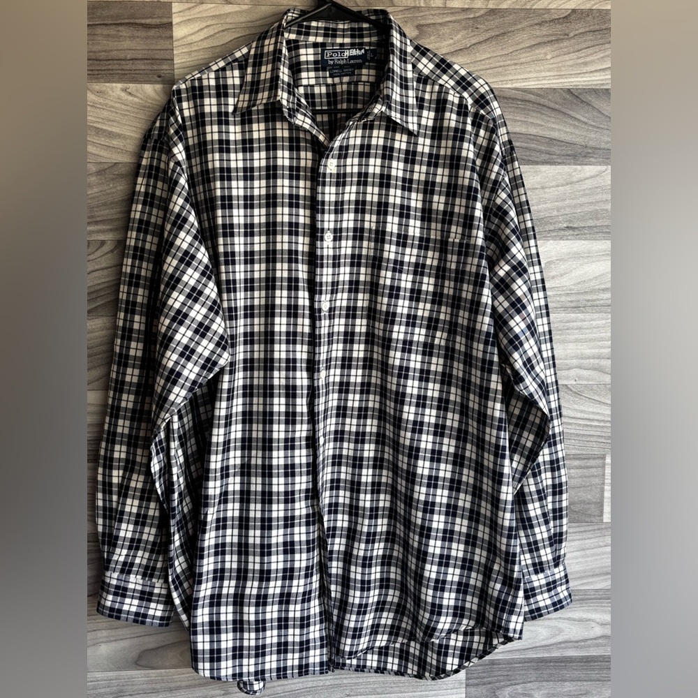 Polo Ralph Lauren Navy and White Checkered Shirt 100% cotton